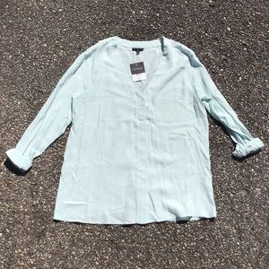 Topshop Mint Green Button Down Blouse w/ Back Slit